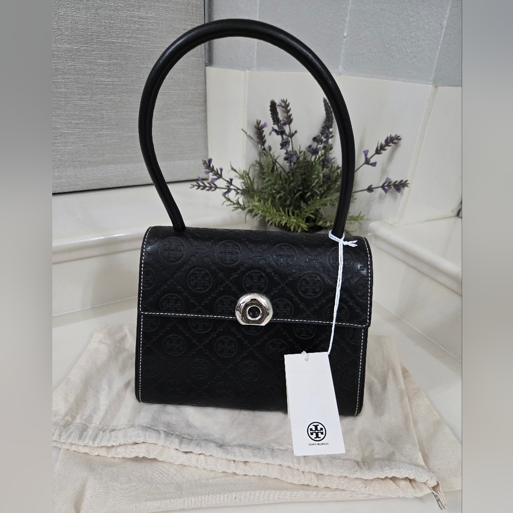 Tory Burch Deville T Monogram Debossed Leather Satchel NWT